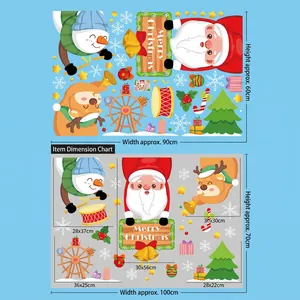 Christmas window decals set layout showing sizes of Santa snowman and reindeer stickers