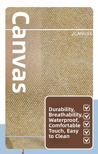 Macro view showing durable, breathable, and waterproof khaki canvas fabric texture