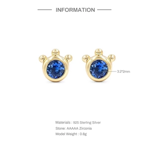 Detailed macro of S925 silver crown earrings with blue AAAAA zirconia stone