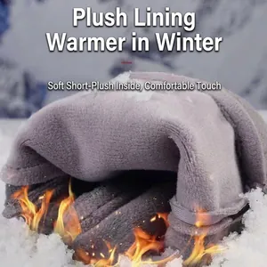 Winter thermal gloves with plush lining and windproof fabric for cycling and driving