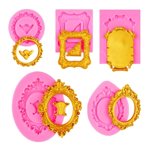 Europese Retro Fotolijst Siliconen Mallen Barok Reliëf Stijl DIY Fondant Chocolade Taart Decoratie Klei Ambachten Vintage