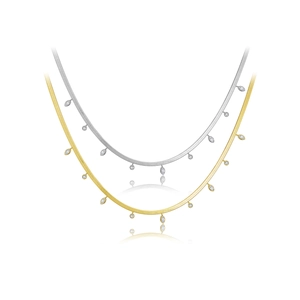 Elegant gold and silver S925 sterling silver snake chains with sparkling cubic zirconia charms