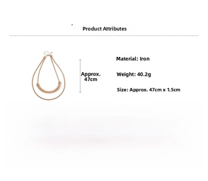 Tableau des tailles détaillé pour collier double couche or rose montrant 47cm de long et 40,2g