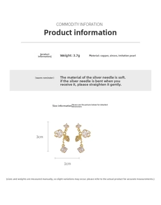 Detail of flower tassel earrings with dimensions showing 3cm length and 1cm width