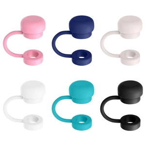 Silicone flower straw covers in six colors including pink and navy for 10mm straws