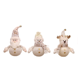 Luminous Christmas plush figurines set including Santa Claus, Snowman and Reindeer