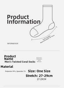 Tableau des tailles détaillé pour chaussettes en polaire corail avec spécifications