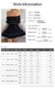 Detailed size guide and material specs for the solid color ruffle sleeve leisure dress