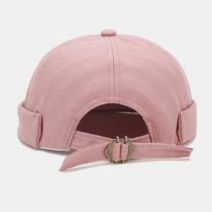 Pink NEW YORK letter embroidery docker hat with adjustable bronze metal buckle strap