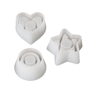 Ensemble de moules en silicone pour bougeoirs en forme de cœur, d'étoile et cercle strié