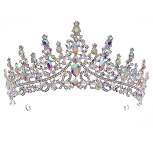 Luxurious silver bridal crown with purple crystals and sparkling rhinestones for parties