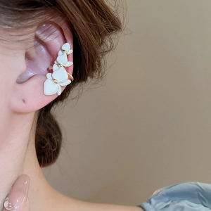 Elegant Butterfly Flower Ear Clip Gold Plated Enamel Non Piercing Earring Copper Jewelry For Women Sweet Style