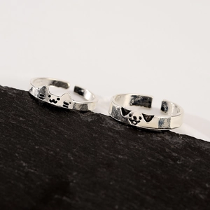 Macro detail of S925 hallmark on the inside of the adjustable gothic cat and dog rings