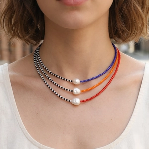 Bohemian Handmade Colorful Glass Seed Bead Necklace Splicing Irregular Freshwater Pearl Pendant For Women Fashion Jewelry