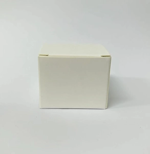 Front view of a plain white square jewelry storage box with clean matte finish
