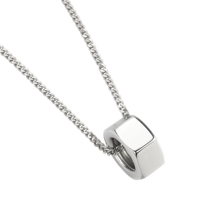 Minimalist silver titanium steel necklace with industrial nut pendant for men and women