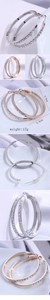 5.0cm diameter hoop earrings with shimmering crystals in gold and silver finishes
