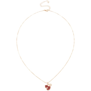 Elegant rose gold gourd necklace with red enamel and sparkling zircon accents