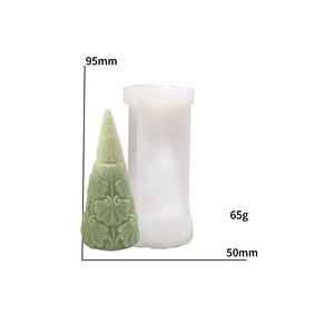 Detail of 3D Christmas tree silicone mold with 95mm height and textured relief design