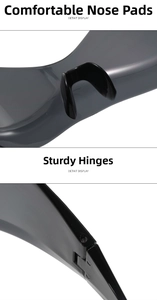 Detail view of ergonomic integrated nose pads and strong metal hinges on Y2K sunglasses