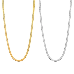 Minimalist titanium steel flat snake chain necklaces in gold and silver finish