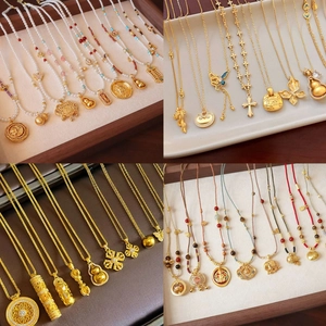 Collana In Rame Placcato Oro Stile Cinese Con Pendente Cilindro Zircone Elegante Catena Di Clavicola Per Donna Gioielli
