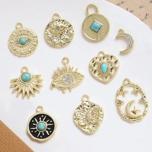Vintage Egyptian Style Evil Eye Sun Moon Alloy Pendants With Turquoise And Rhinestones For DIY Jewelry Making Charms