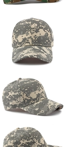 Detailed macro view of digital pixel camouflage pattern on tactical cotton baseball cap