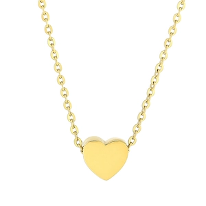 Minimalistische goldene Herz-Halskette mit 3D-poliertem Edelstahl-Anhänger und Kette