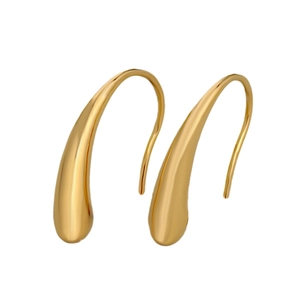 Minimalist gold teardrop earrings in high-polish stainless steel with a sleek profile