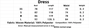 Size chart for lace satin dress showing chest, length, waist, and weight in detail