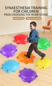 Detail van kleurrijke kikkervormige balansstenen voor sensorische training kind