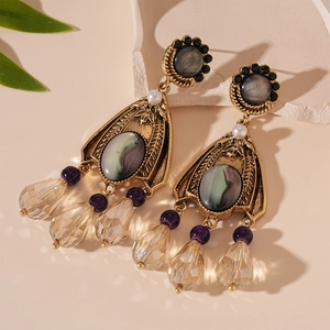 Vintage Palace Style Drop Earrings With 925 Sterling Silver Earring Post Alloy Rhinestone Water Drop Jewelry For Women