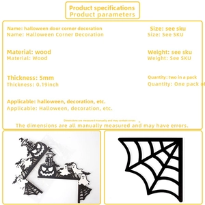 Dettaglio decorazione angolare Halloween in legno intagliato a laser con spessore di 5 mm