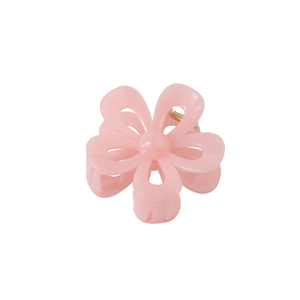 7cm hollow pink flower hair claw clip with metal spring for elegant women hairstyling