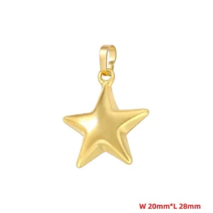 Detail of 20mm x 28mm gold plated star pendant showing precise dimensions and high shine
