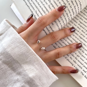 Irregular S925 sterling silver open ring with minimalist geometric aesthetic design