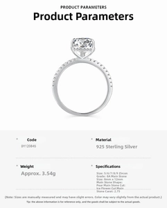 Detail view of 925 silver ring featuring 2.75ct pear-cut 8A grade ice flower zircon