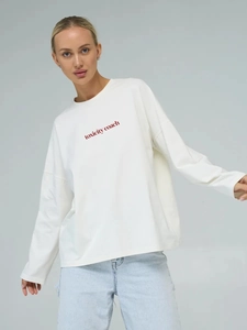 Dames T-Shirt Lange Mouwen Katoen Ronde Hals Drop Shoulder Toxicity Coach Print Casual Streetwear