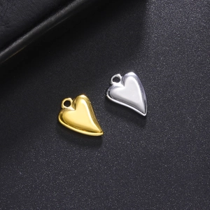 Pendentifs cœur polis en or et argent en acier titane pour création de bijoux DIY