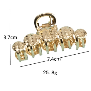 Pinza per capelli dorata in metallo intrecciato, 7,4 cm x 3,7 cm con un peso di 25,8 g