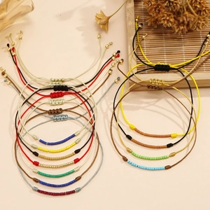 Handmade Braided Rope Bracelet Minimalist Adjustable Colorful Cord With Metal Beads Bohemian Friendship Jewelry Women Men