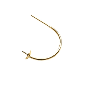 18k gold plated copper C-shape hoop earrings with bowl posts for DIY jewelry making