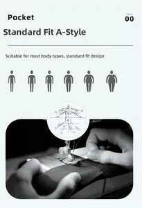 Detail diagram showing the standard A-line fit and versatility for all body types jacket