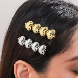 Heart Hair Clips Alloy Metal Duckbill Hairpins Sweet Minimalist Side Bangs Barrettes For Women Girls