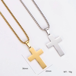 Minimalistische Kreuzanhänger aus Edelstahl in Gold und Silber, Größe 36 mm x 22 mm