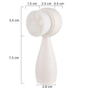 Cat paw facial cleansing brush showing detailed dimensions including height of 11cm