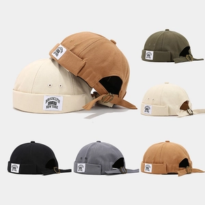 Brimless Docker Hat Cotton Canvas Adjustable Retro Miki Cap Streetwear Vintage Letter Patch For Men Women