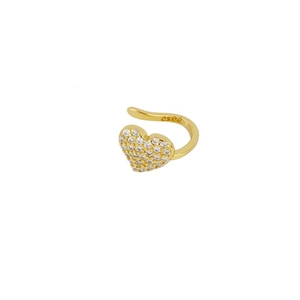 Detailed macro view of S925 hallmark on a gold heart-shaped zircon ear cuff