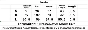 Größentabelle für Strickjacke mit V-Ausschnitt inklusive Schulter- und Brustumfang